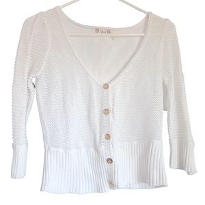 Vintage Guess White Cotton Knit Cardigan Sz XS or Girls XL